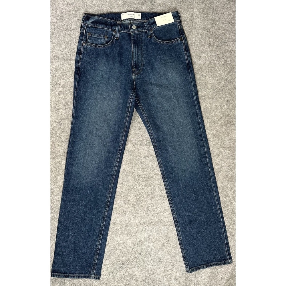 NEW Hollister Jeans Mens 29X32 Blue Straight Stretch Denim Casual Pants